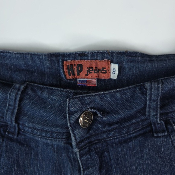 Hip Jeans USA Demin Booty Shorts Size 9 Embroidered Y2K Fashion Bling Stretch - Picture 3 of 11